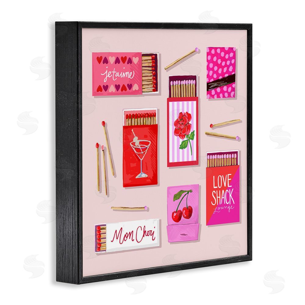 Rachael Reese Je T'aime Romantic Matchbox Set Black Framed Giclee Wall Art