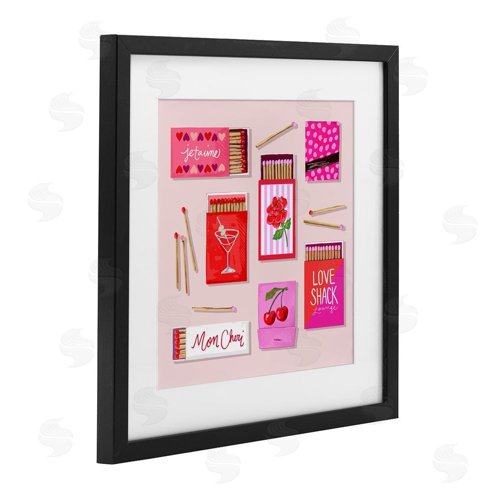 Rachael Reese Je T'aime Romantic Matchbox Set Black Framed Print Under Glass Wall Art