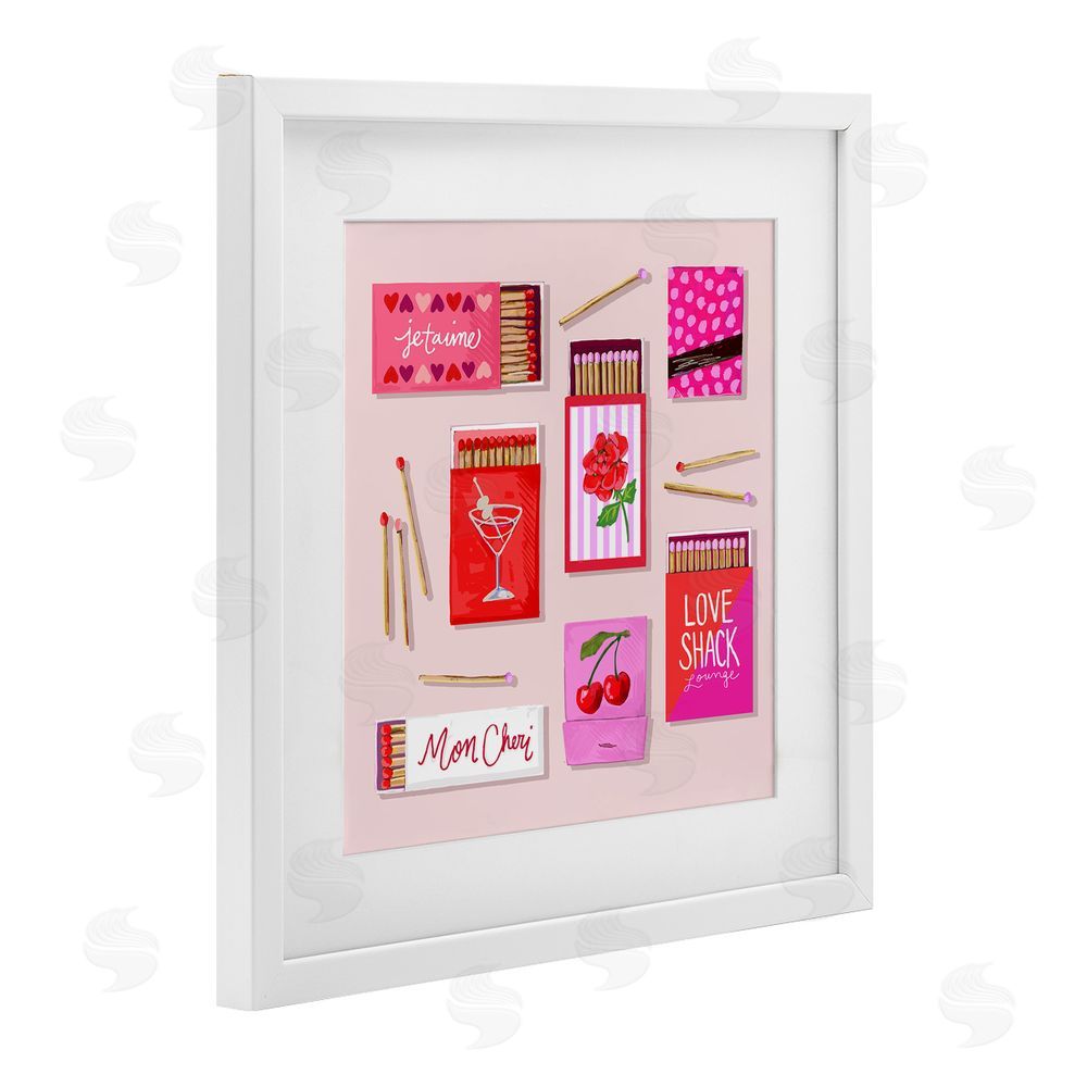Rachael Reese Je T'aime Romantic Matchbox Set White Framed Print Under Glass Wall Art