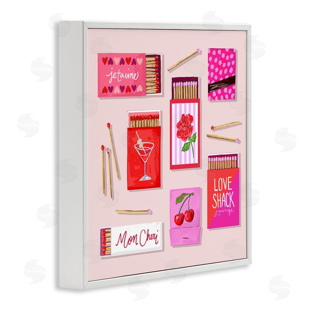 Rachael Reese Je T'aime Romantic Matchbox Set White Framed Giclee Wall Art