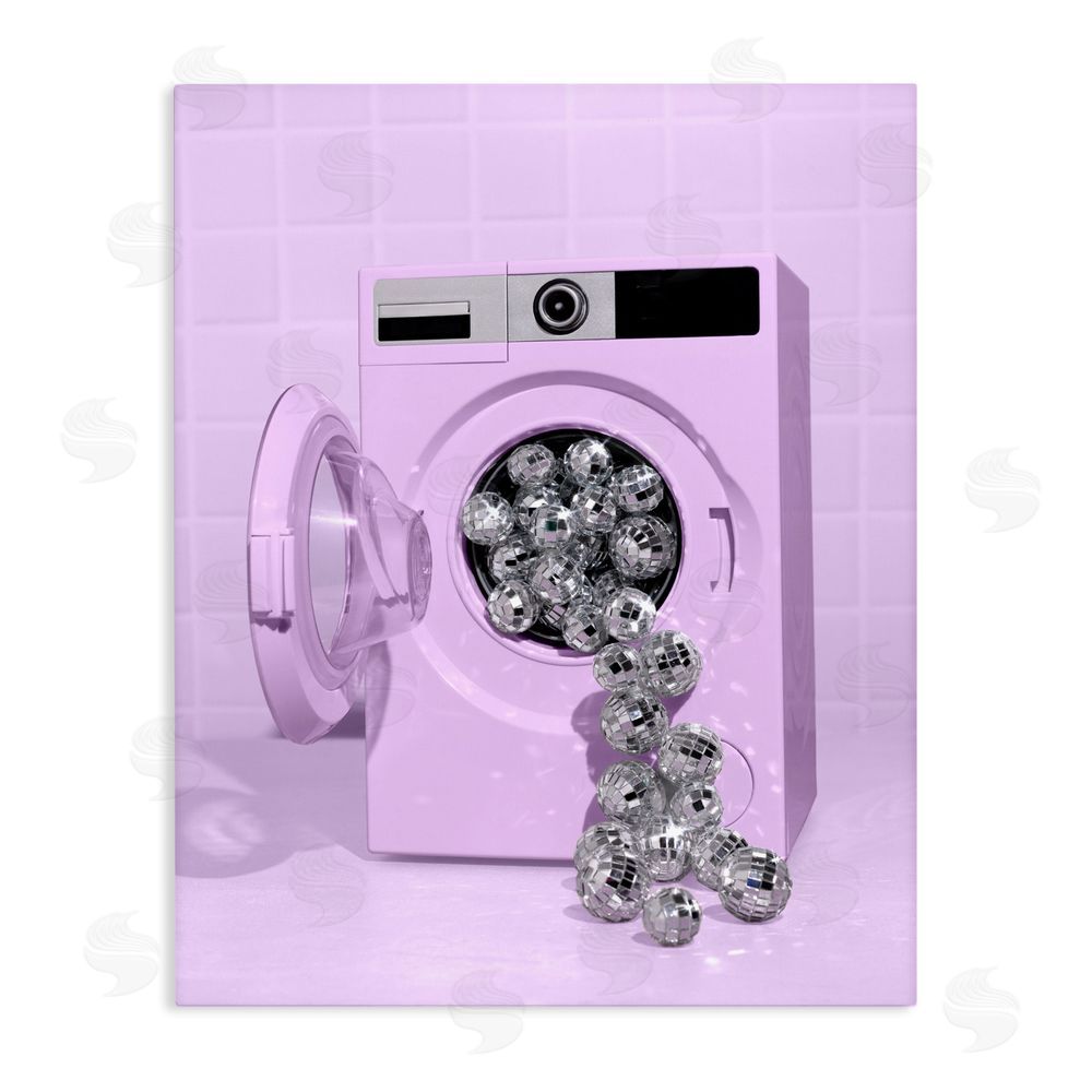 LISH Creative Disco Laundry Machine over Purple Stretched Canvas Wall Art