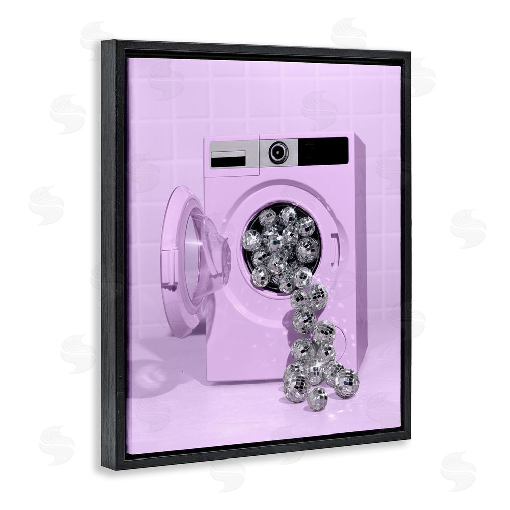 LISH Creative Disco Laundry Machine over Purple Black Floating Frame Canvas Wall Art Print
