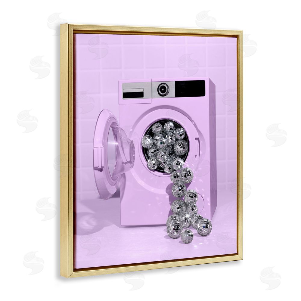 LISH Creative Disco Laundry Machine over Purple Gold Floating Frame Canvas Wall Art Print