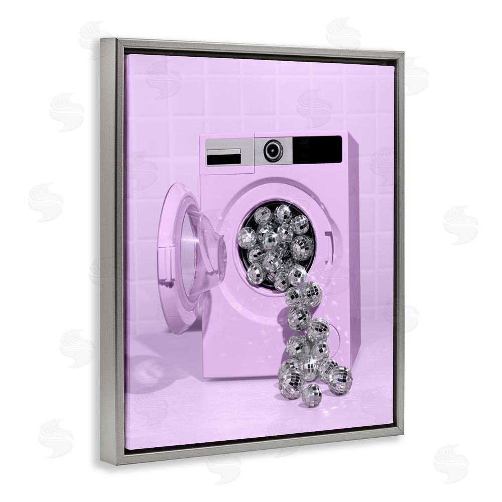 LISH Creative Disco Laundry Machine over Purple Gray Floating Frame Canvas Wall Art Print