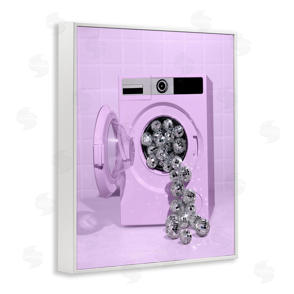 LISH Creative Disco Laundry Machine over Purple White Framed Giclee Wall Art Print