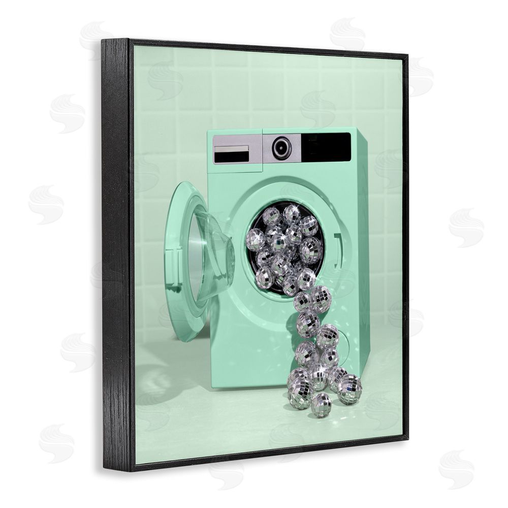 LISH Creative Disco Laundry Machine over Green Black Framed Giclee Wall Art Print