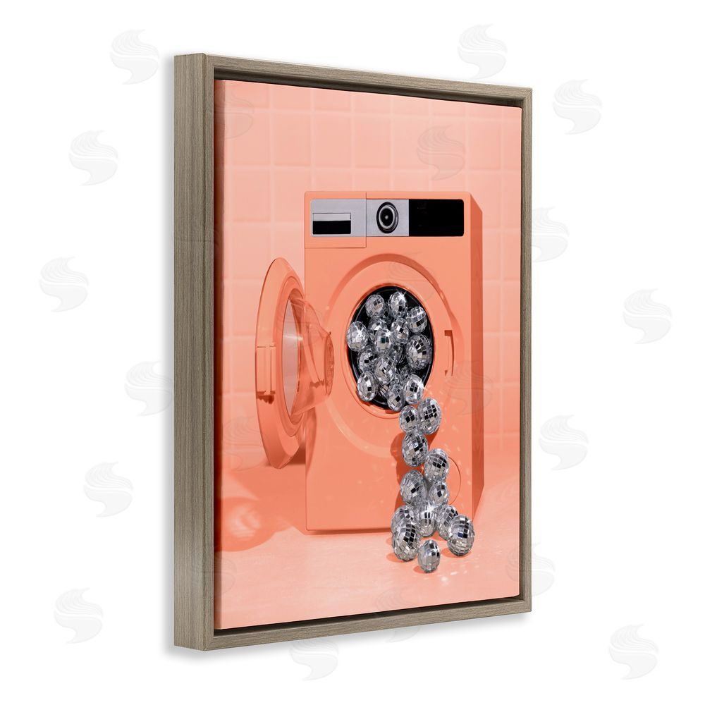 LISH Creative Disco Laundry Machine over Orange Brown Floating Frame Canvas Wall Art Print
