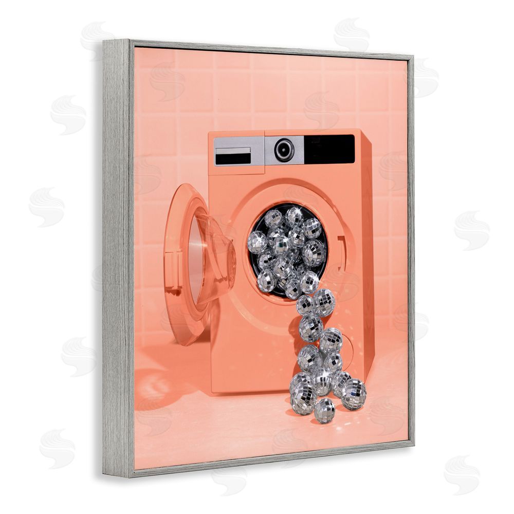 LISH Creative Disco Laundry Machine over Orange Gray Framed Giclee Wall Art Print