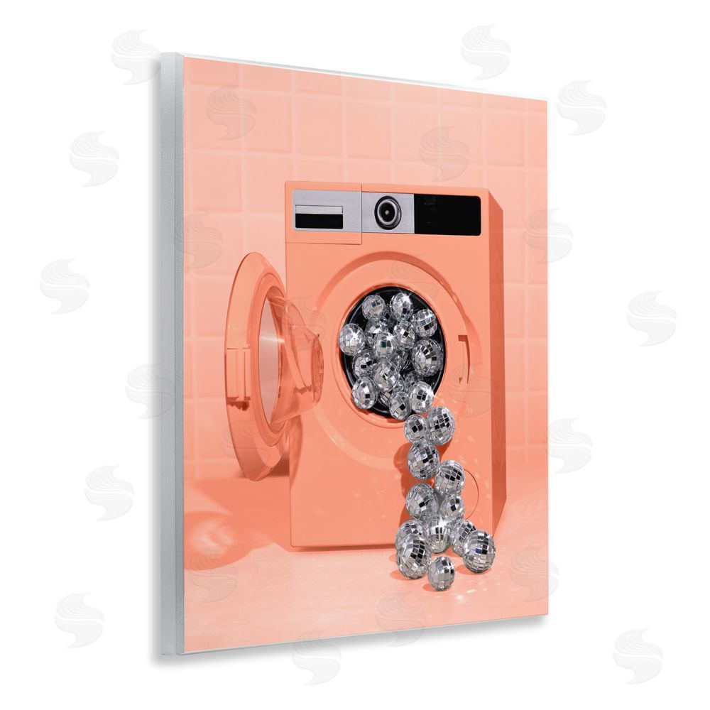 LISH Creative Disco Laundry Machine over Orange Wall Plaque with Fixed Lithograph Print