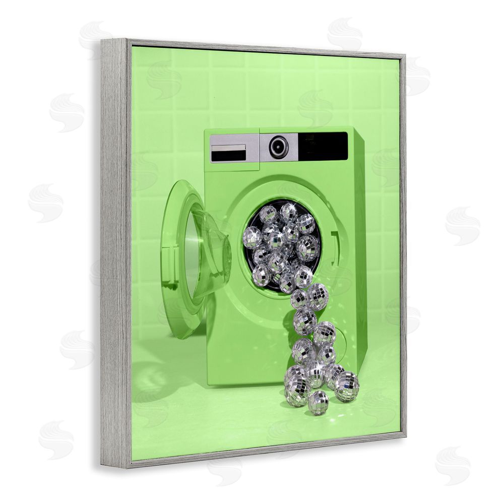LISH Creative Disco Laundry Machine over Lime Gray Framed Giclee Wall Art Print