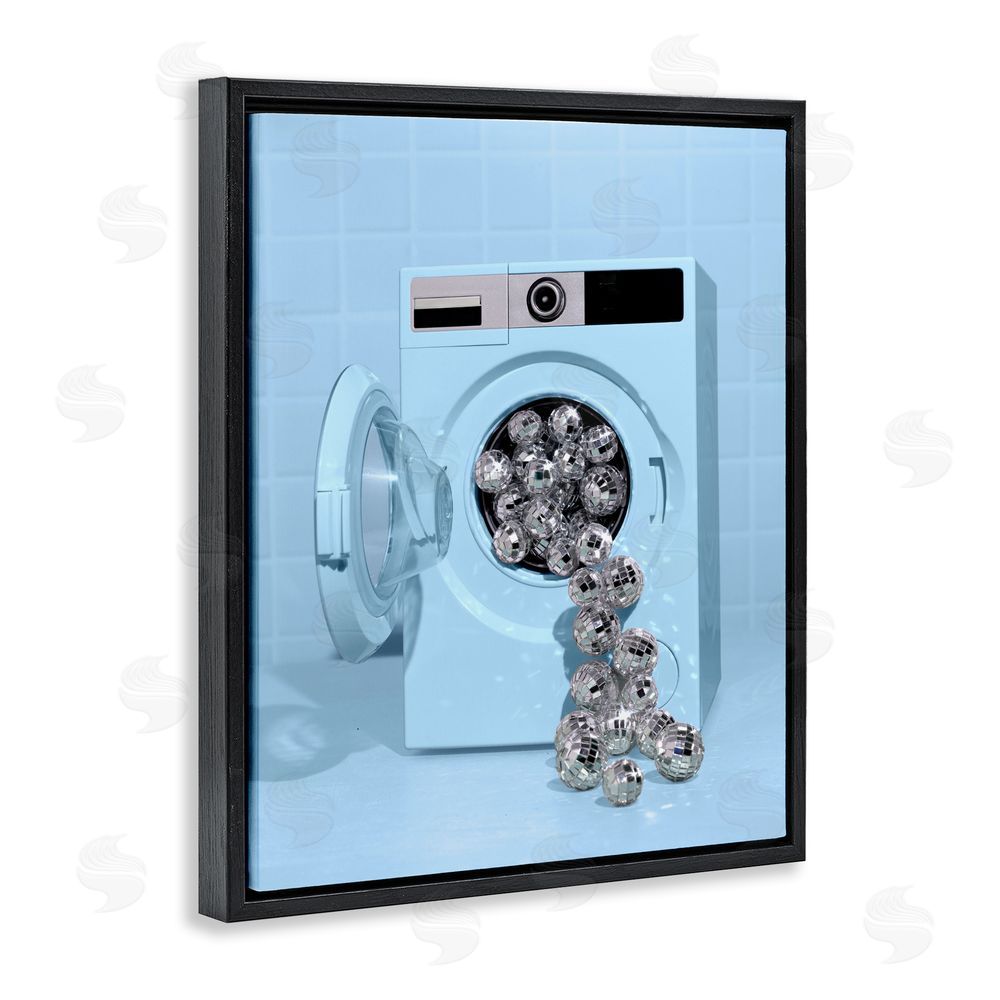 LISH Creative Disco Laundry Machine over Blue Black Floating Frame Canvas Wall Art Print