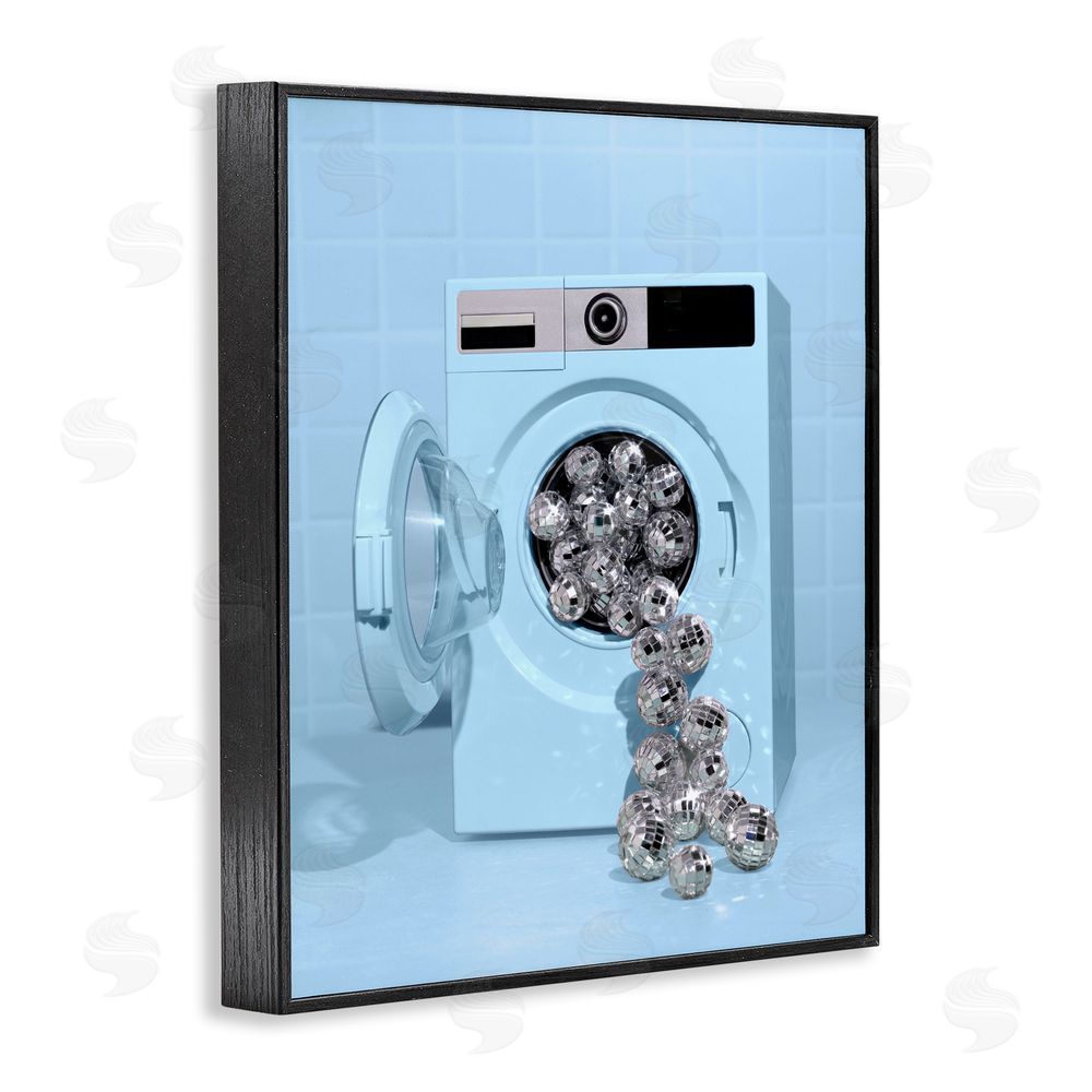 LISH Creative Disco Laundry Machine over Blue Black Framed Giclee Wall Art Print