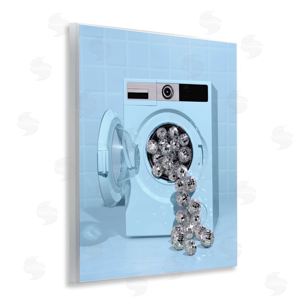 LISH Creative Disco Laundry Machine over Blue Wall Plaque with Fixed Lithograph Print