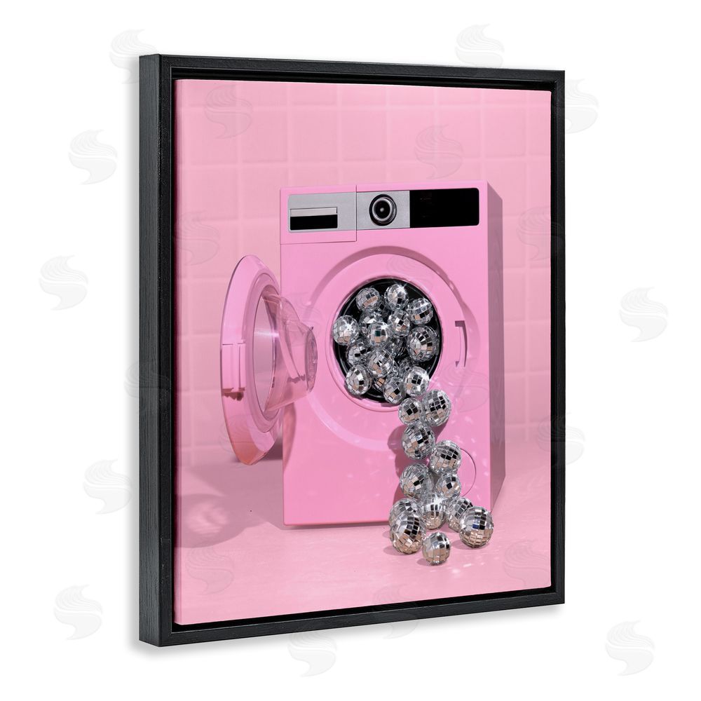 LISH Creative Disco Laundry Machine over Pink Black Floating Frame Canvas Wall Art Print
