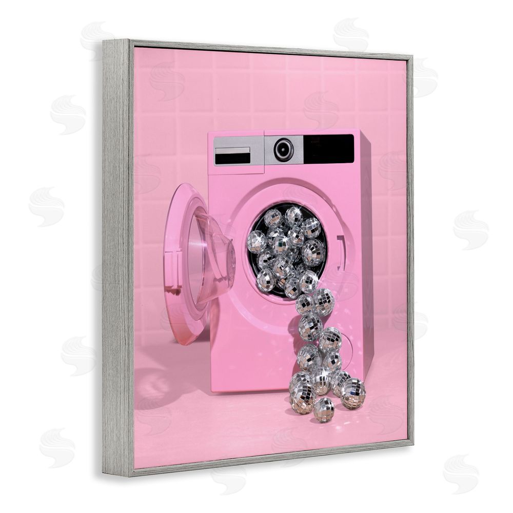 LISH Creative Disco Laundry Machine over Pink Gray Framed Giclee Wall Art Print