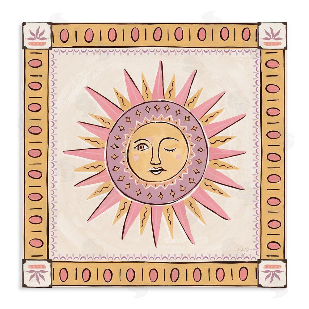 Two If By Sea Studios Pastel Winking Sun with Border Stretched Canvas Wall Art