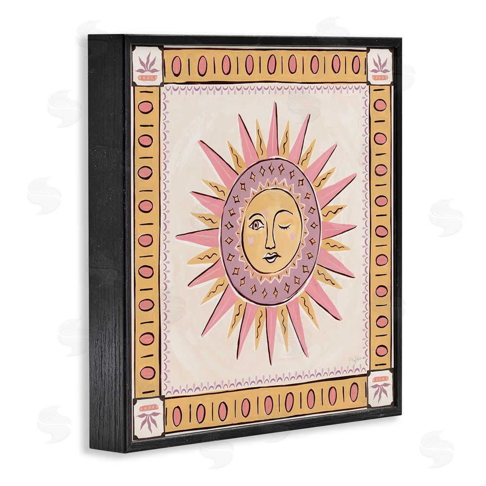 Two If By Sea Studios Pastel Winking Sun with Border Black Framed Giclee Wall Art