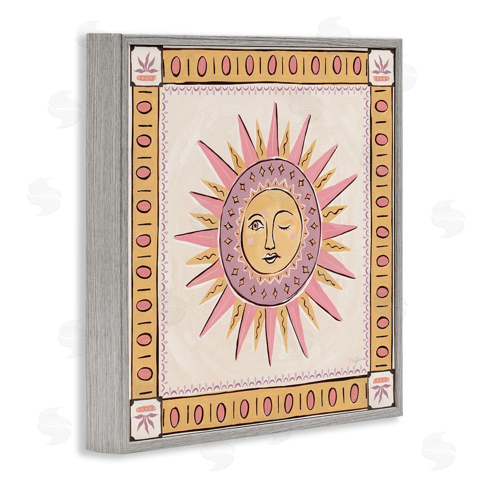 Two If By Sea Studios Pastel Winking Sun with Border Gray Framed Giclee Wall Art
