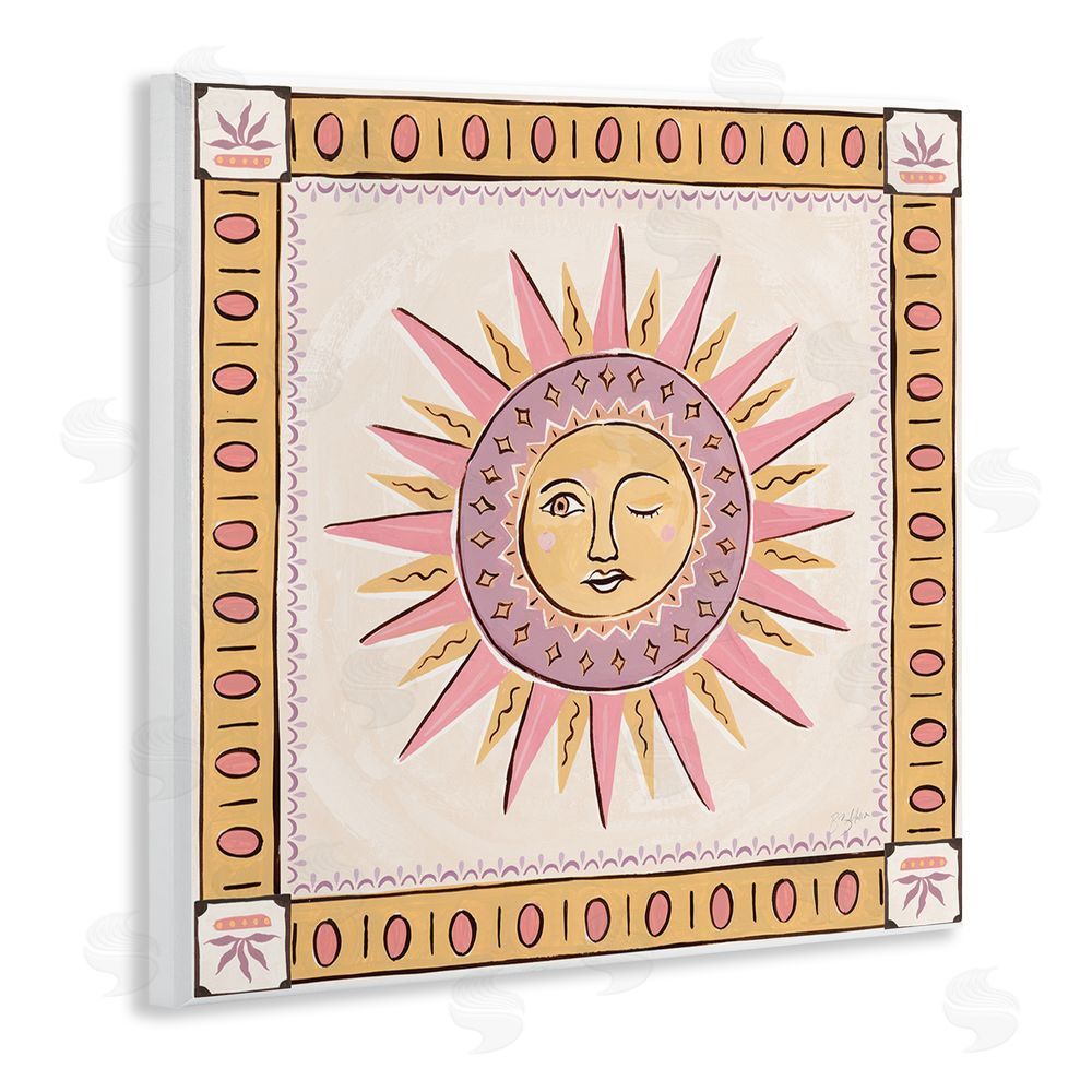 Two If By Sea Studios Pastel Winking Sun with Border Wall Plaque Home Decor Art Print