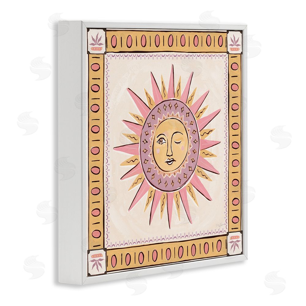 Two If By Sea Studios Pastel Winking Sun with Border White Framed Giclee Wall Art