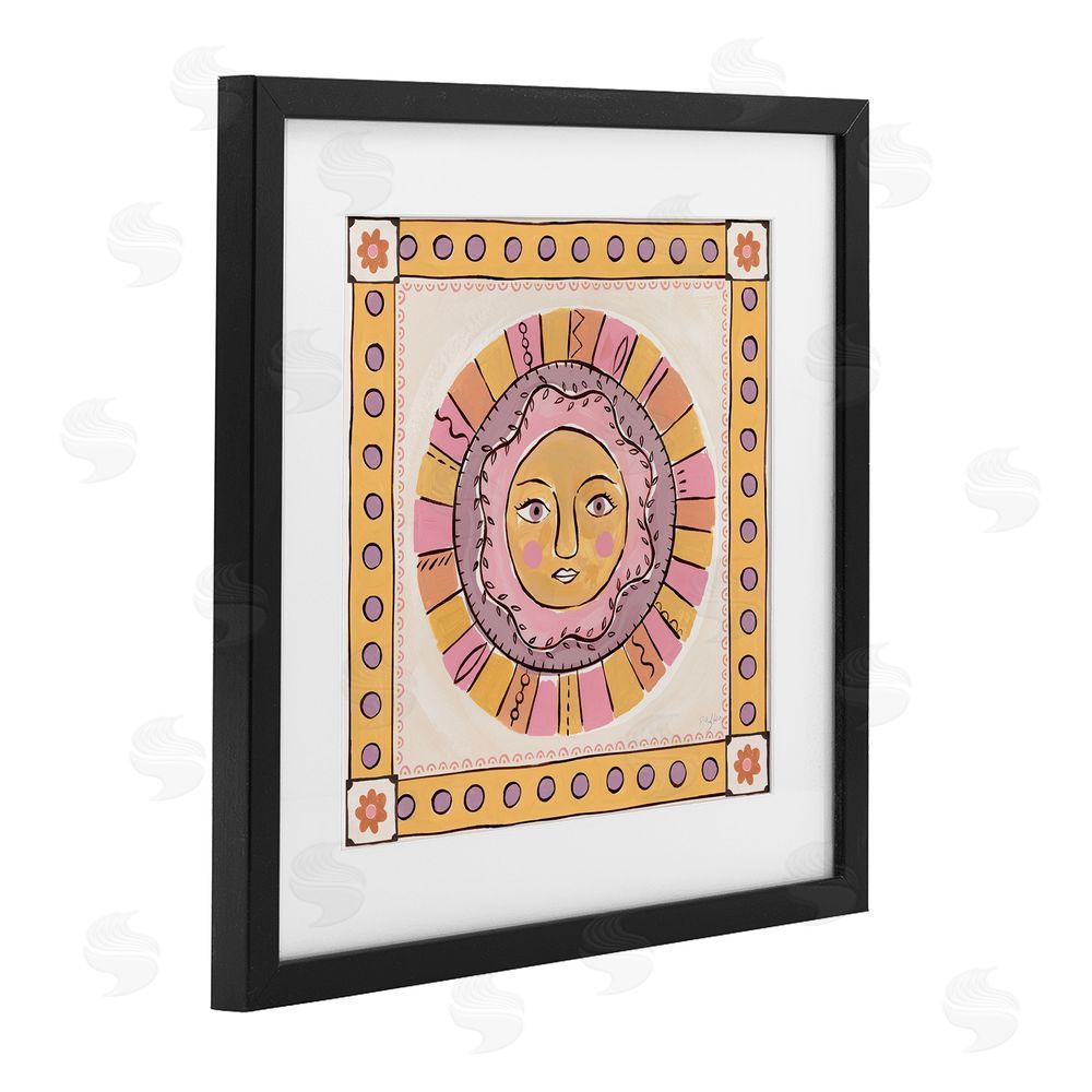 Two If By Sea Studios Pastel Sun Face with Border Black Framed Print Under Glass Wall Art