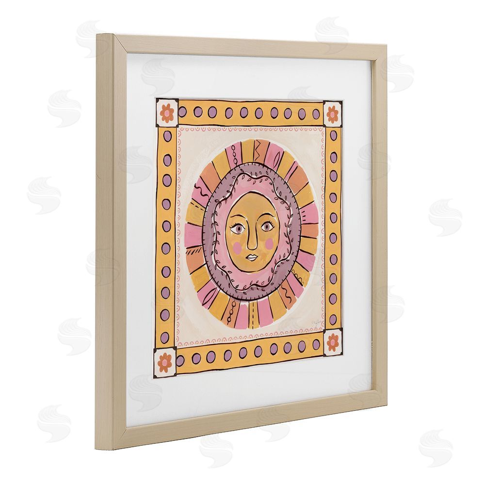 Two If By Sea Studios Pastel Sun Face with Border Brown Framed Print Under Glass Wall Art