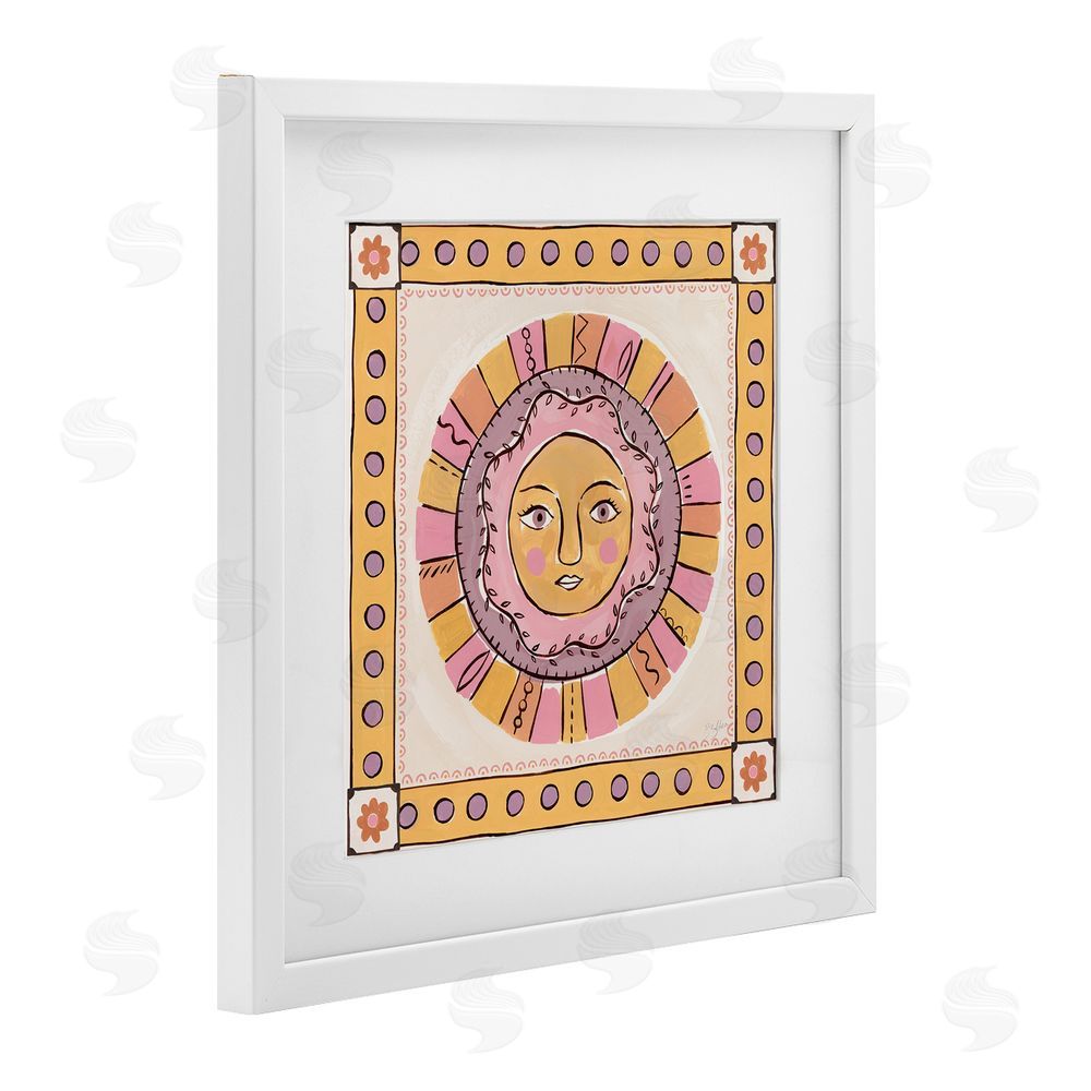 Two If By Sea Studios Pastel Sun Face with Border White Framed Print Under Glass Wall Art