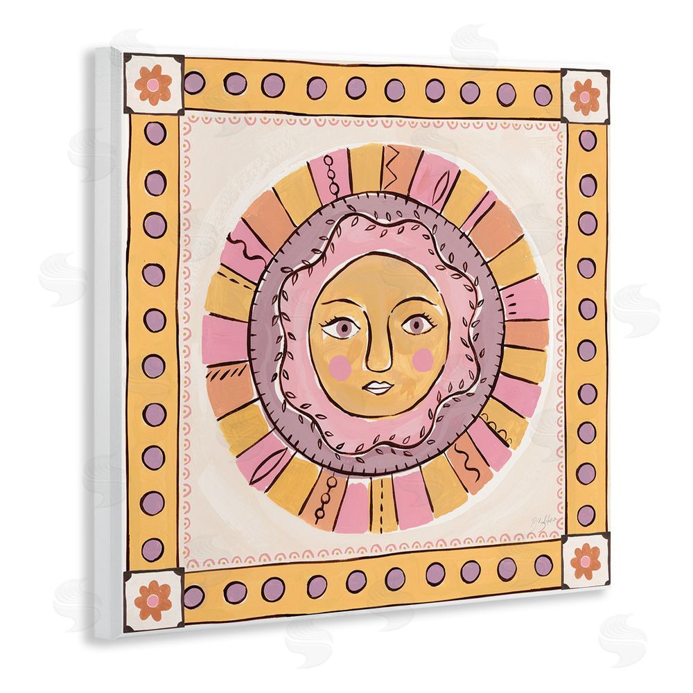 Two If By Sea Studios Pastel Sun Face with Border Wall Plaque Home Decor Art Print