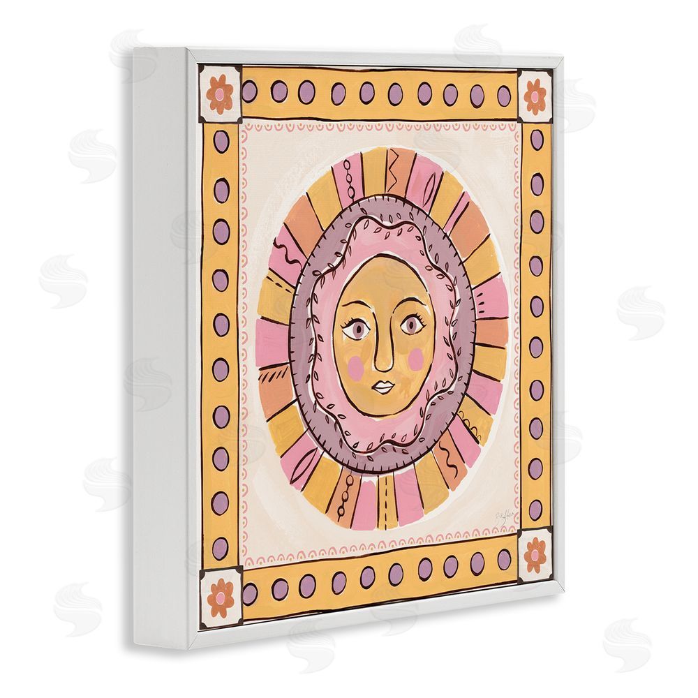Two If By Sea Studios Pastel Sun Face with Border White Framed Giclee Wall Art