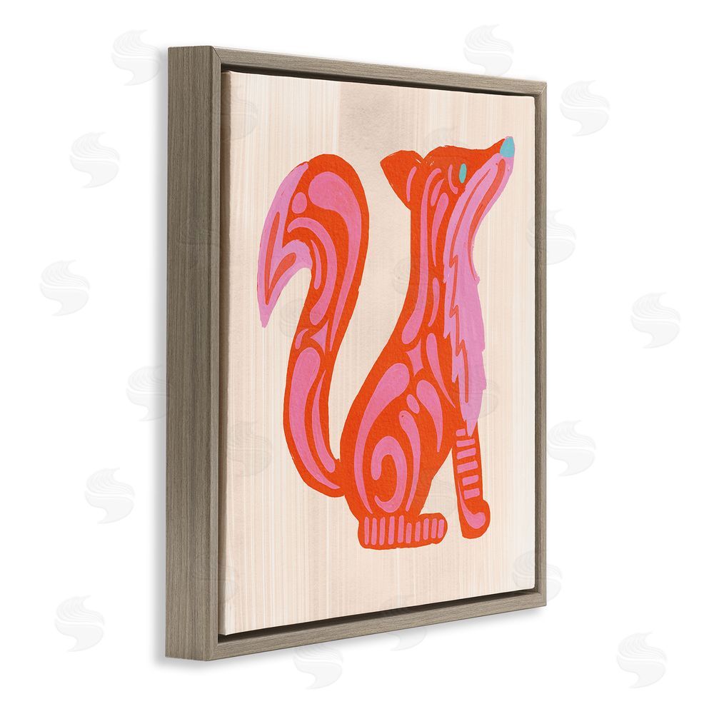 The Paper Curator Whimsical Folk Fox Vibrance Brown Floating Framed Canvas Wall Art Print