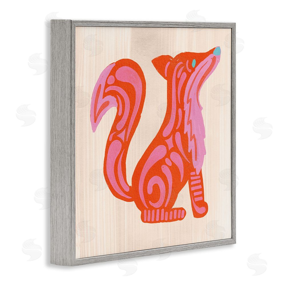 The Paper Curator Whimsical Folk Fox Vibrance Gray Framed Giclee Wall Art Print