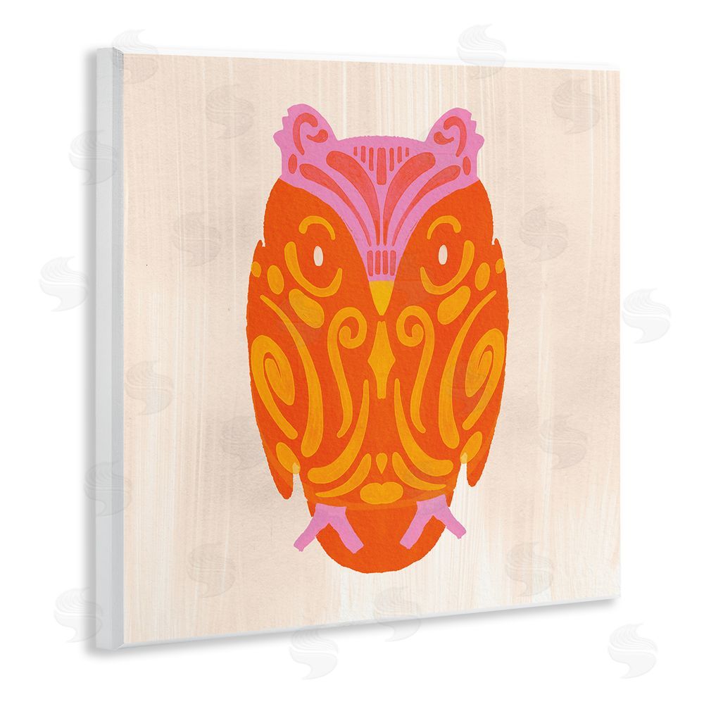 The Paper Curator Vibrant Folk Owl Motif Wall Plaque Printed Art