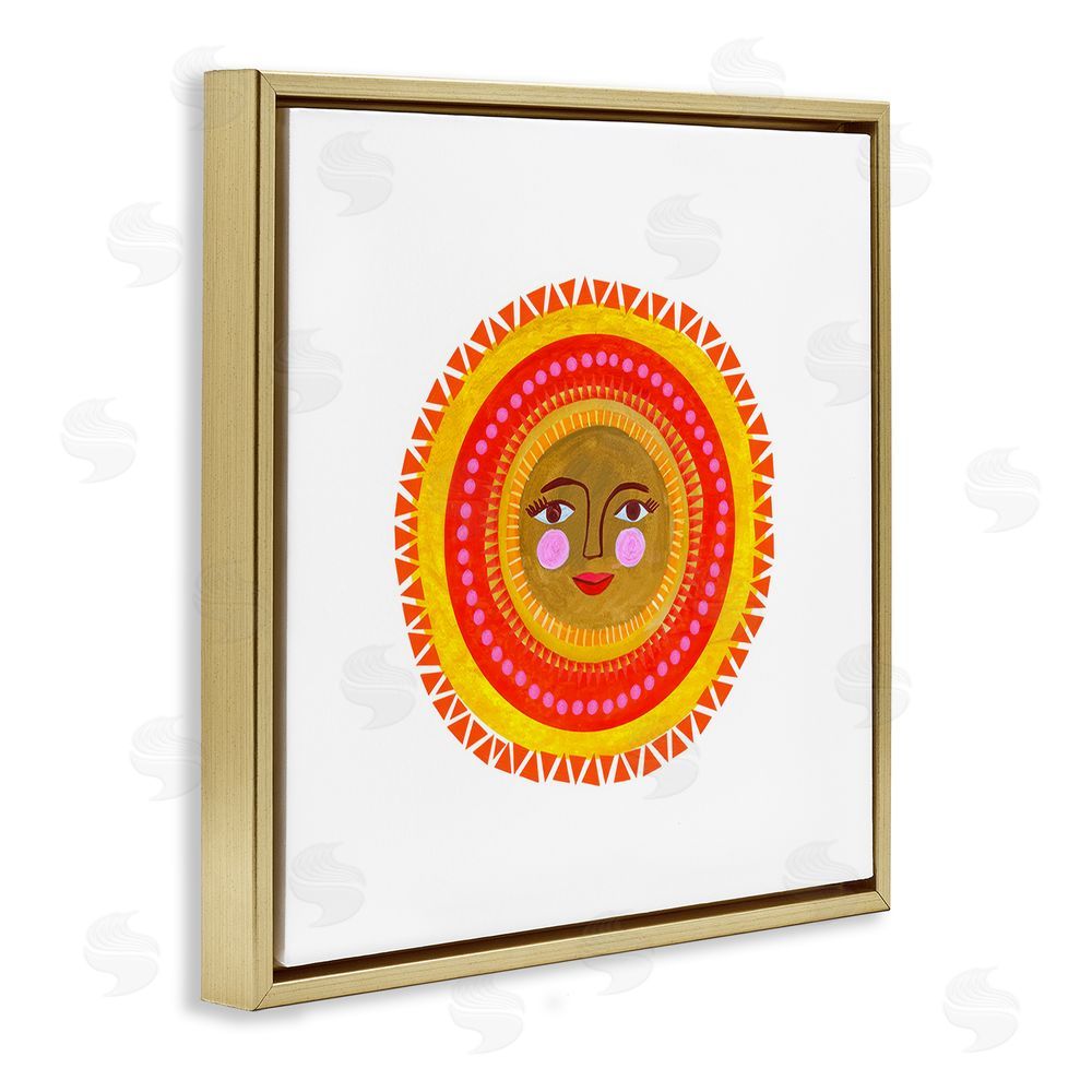 Katherine Herrell Studio Bold Bohemian Sun Gold Floating Frame Stretched Canvas Wall Art Print