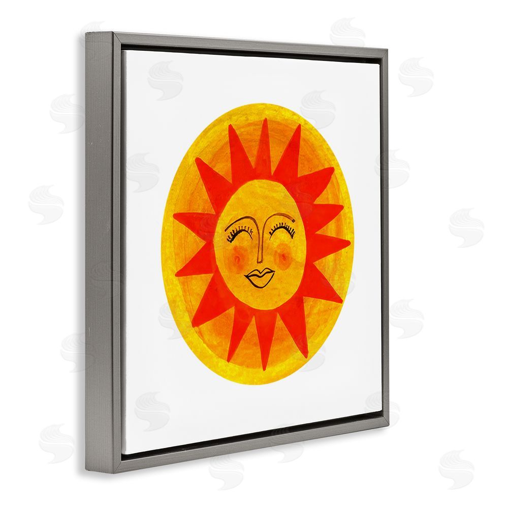 Katherine Herrell Studio Warm Fiery Sun Gray Floating Framed Canvas Wall Art Print