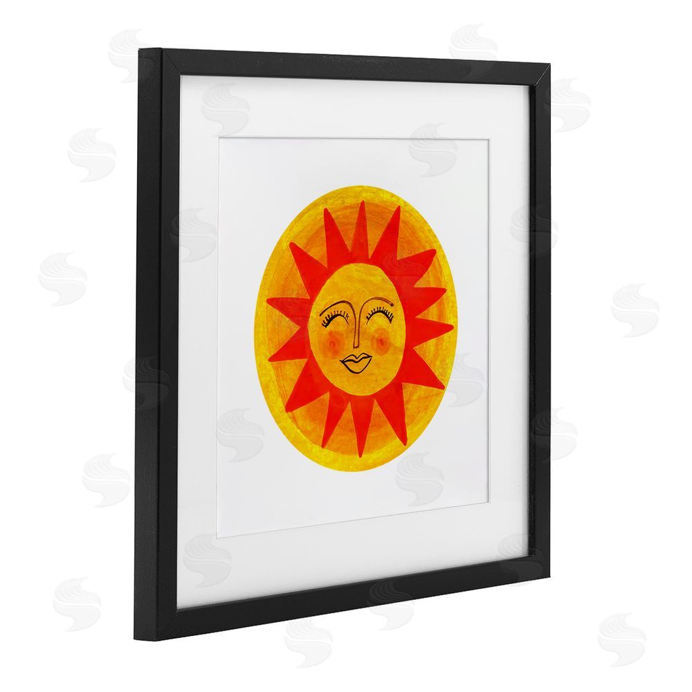 Katherine Herrell Studio Warm Fiery Sun Black Framed Print Under Glass with White Mat Wall Art