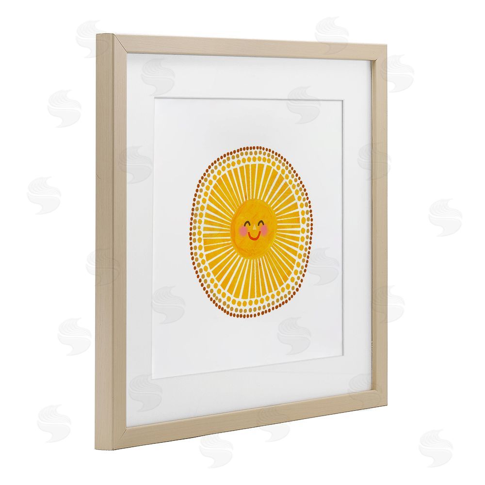 Katherine Herrell Studio Yellow Sun's Smile Brown Framed Print Under Glass with White Mat Wall Art