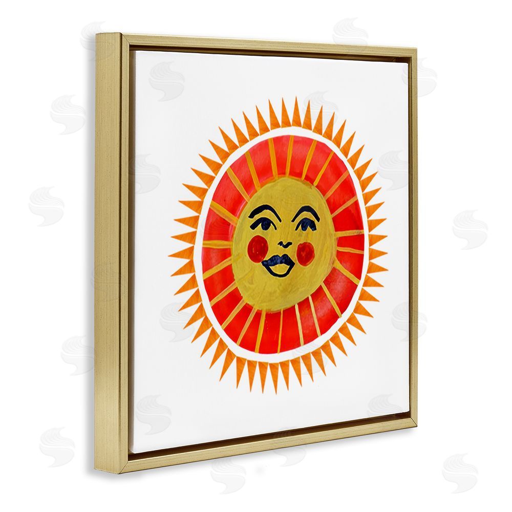 Katherine Herrell Studio Cheerful Boho Sun Gold Floating Frame Stretched Canvas Wall Art Print