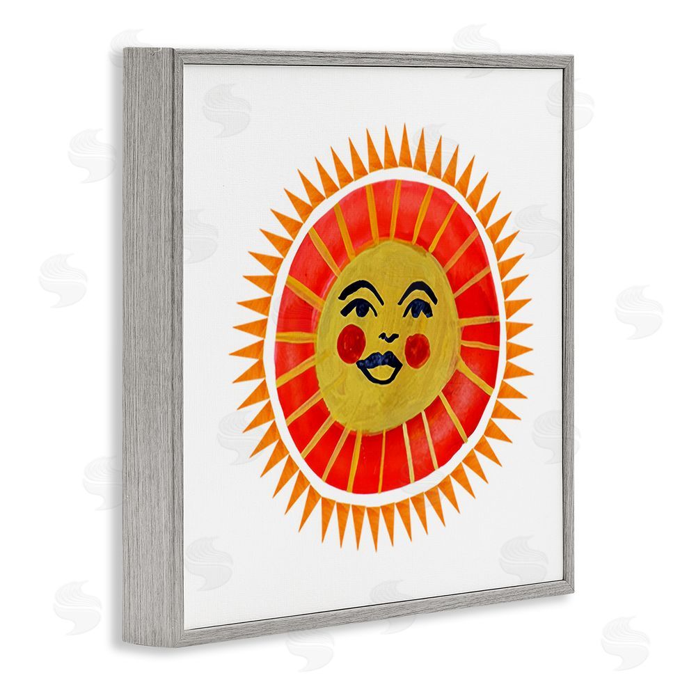 Katherine Herrell Studio Cheerful Boho Sun Gray Framed Giclee Wall Art Print