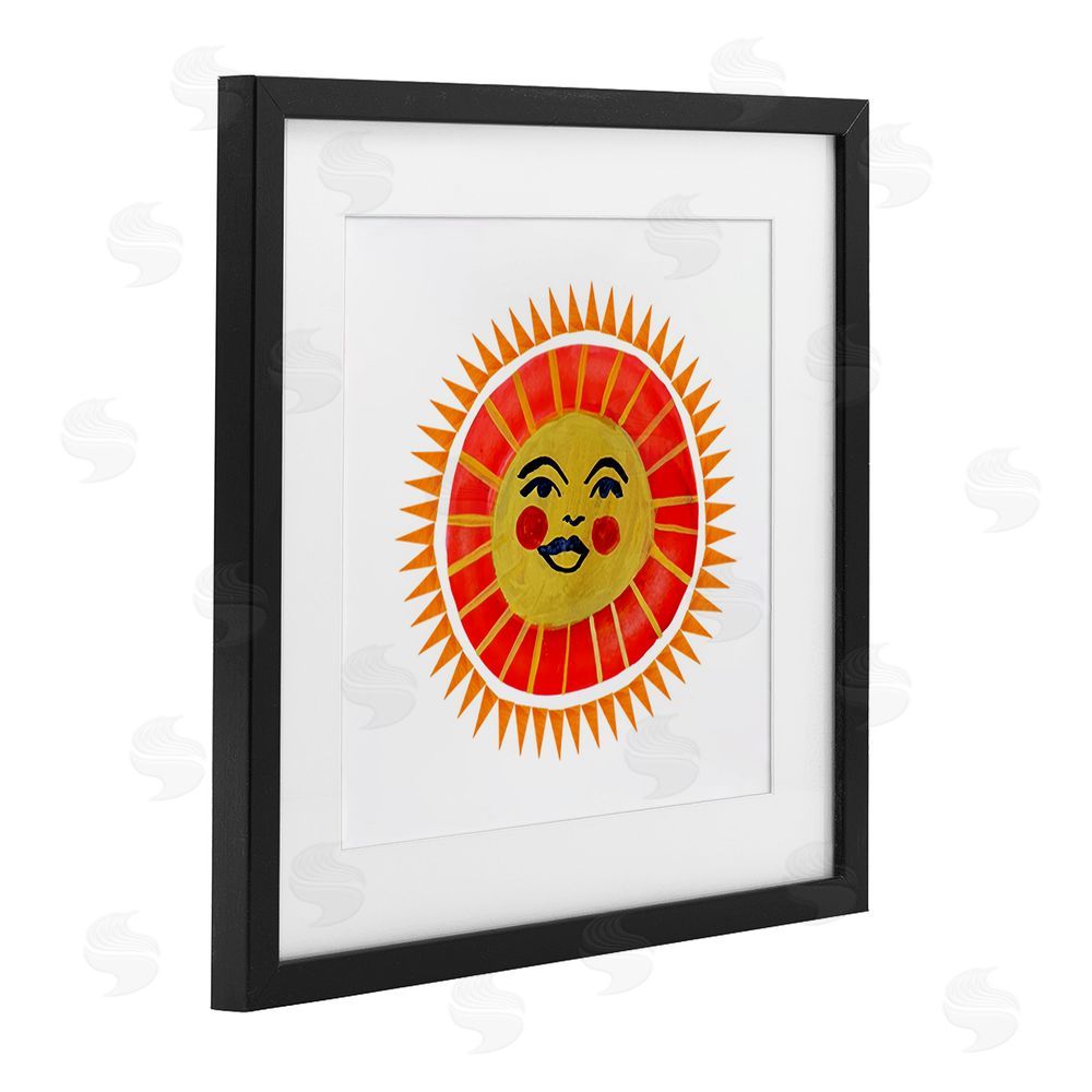 Katherine Herrell Studio Cheerful Boho Sun Black Framed Print Under Glass with Matting Wall Art