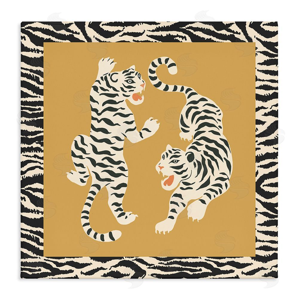 Karolina Sato Boho Twin Tiger Stripes Stretched Canvas Wall Art Print