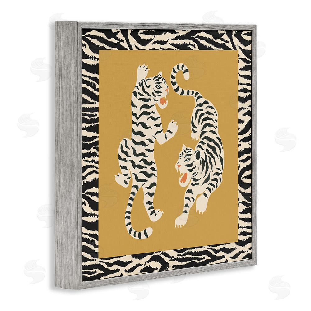 Karolina Sato Boho Twin Tiger Stripes Gray Framed Giclee Wall Art Print