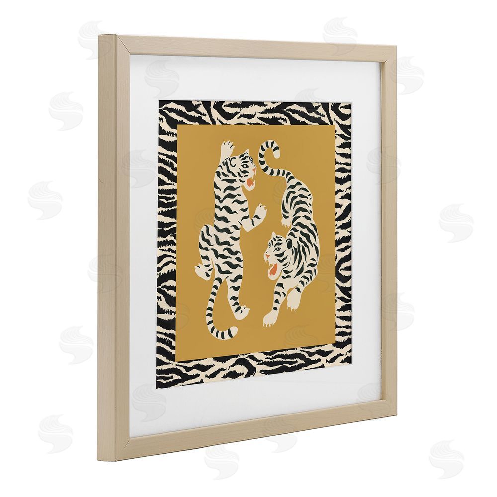 Karolina Sato Boho Twin Tiger Stripes Brown Framed Print Under Glass with Matting Wall Art