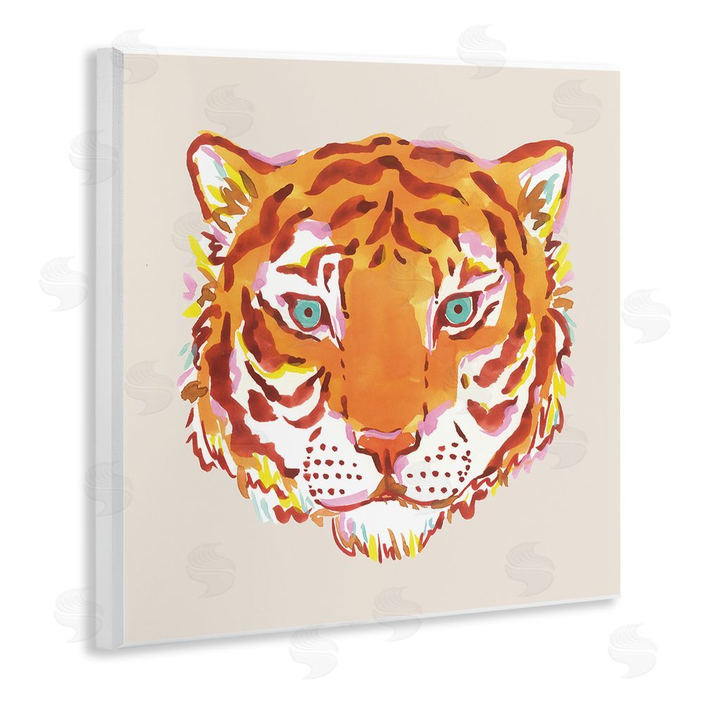 Karolina Sato Orange Boho Tiger Face Wall Plaque Home Decor Art Print