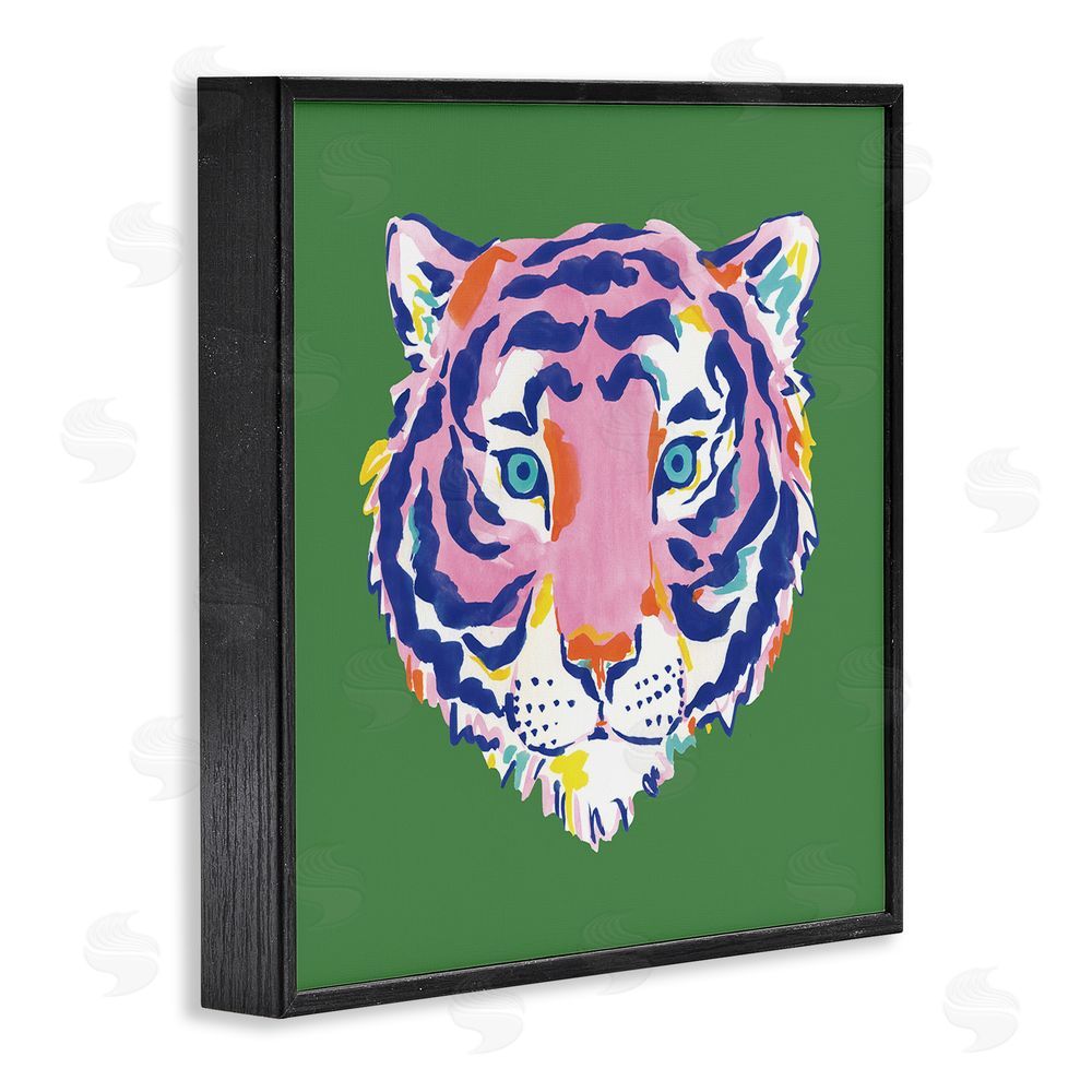 Karolina Sato Exotic Boho Tiger Face Black Framed Giclee Wall Art