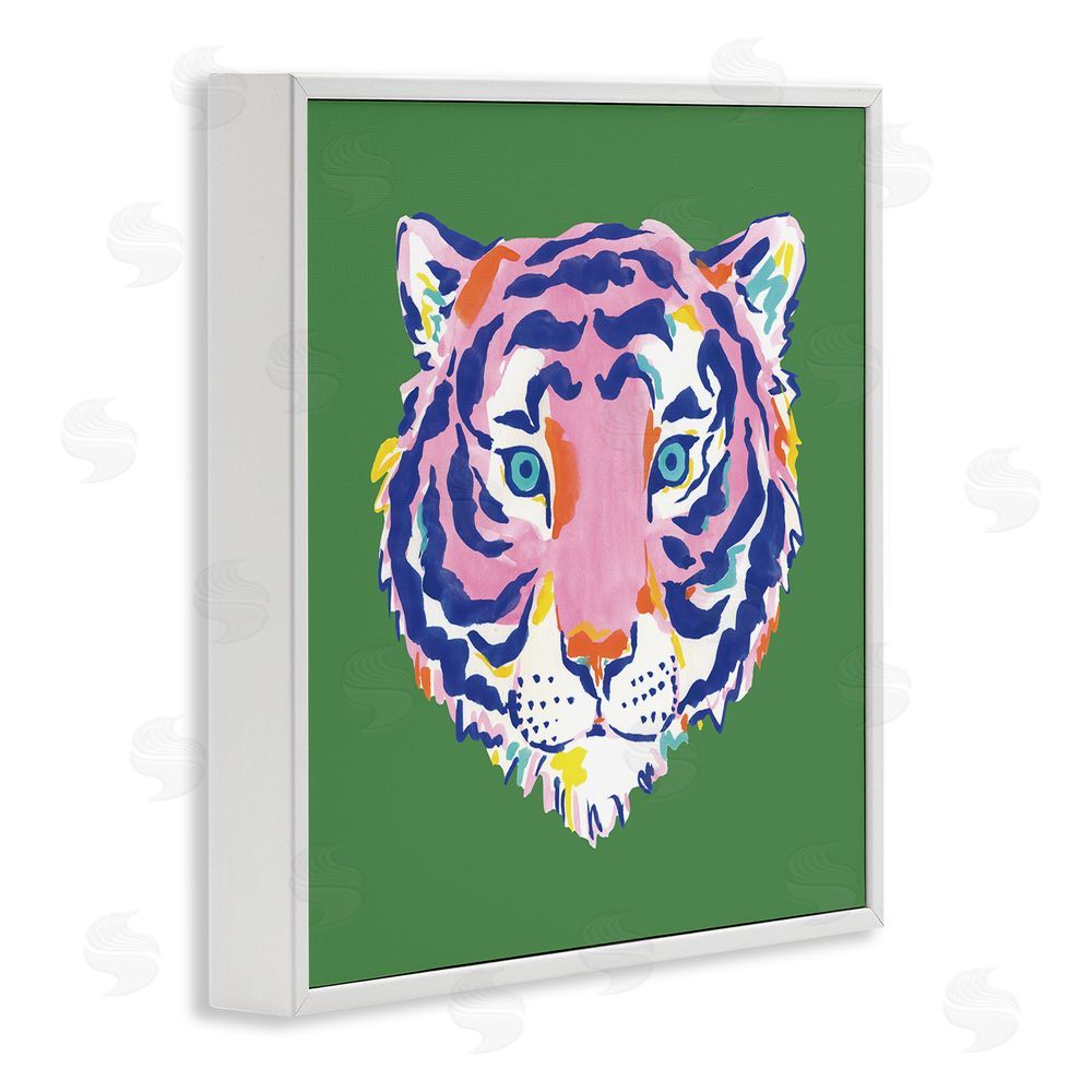 Karolina Sato Exotic Boho Tiger Face White Framed Giclee Wall Art