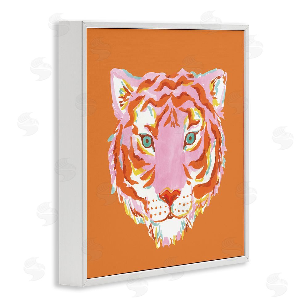 Karolina Sato Fun Bold Orange Tiger White Framed Giclee Wall Art
