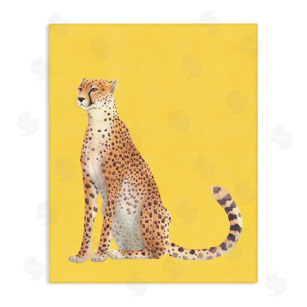 Karolina Sato Cheetah on Vibrant Yellow Stretched Canvas Wall Art