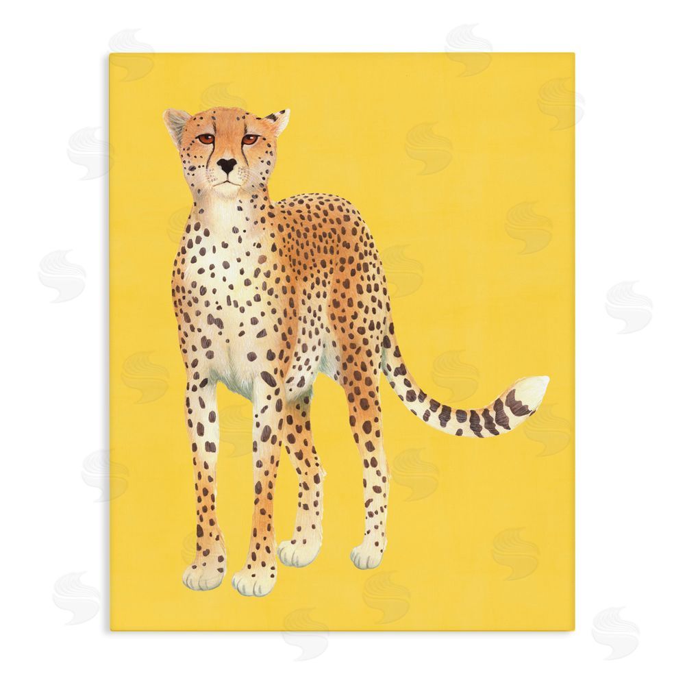 Karolina Sato Exotic Cheetah over Yellow Stretched Canvas Wall Art