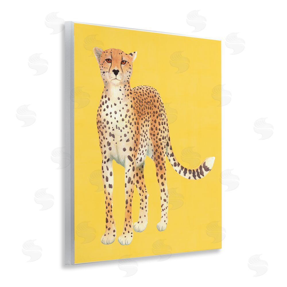 Karolina Sato Exotic Cheetah over Yellow Wall Plaque Home Decor Art Print