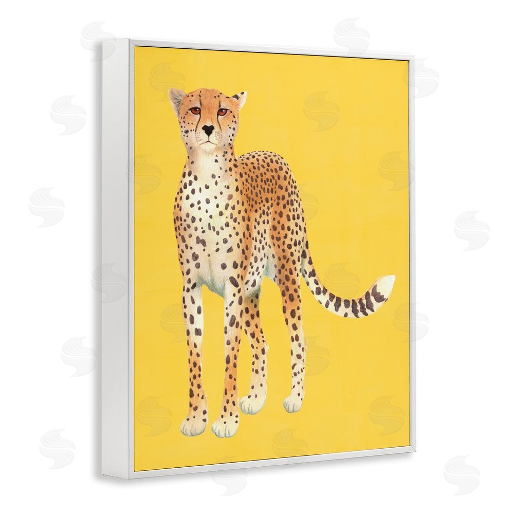 Karolina Sato Exotic Cheetah over Yellow White Framed Giclee Wall Art
